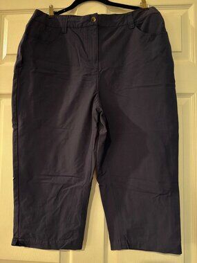 TravelSmith Womens Navy Cropped Pants XLP Nylon/Spandex Stretch Machine Washable